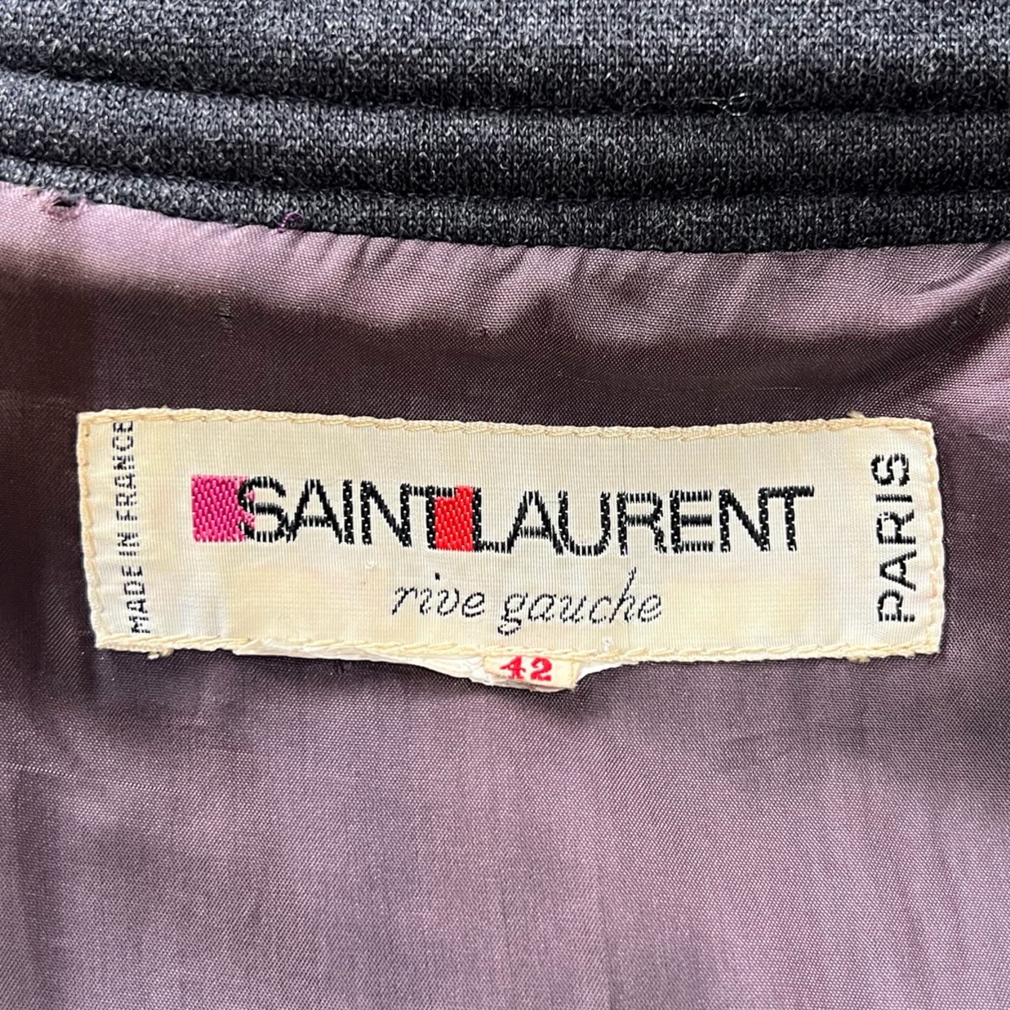 Yves Saint Laurent Rive Gauche F/W 1977 'Les Chinoises' Grey Wool Coat, label