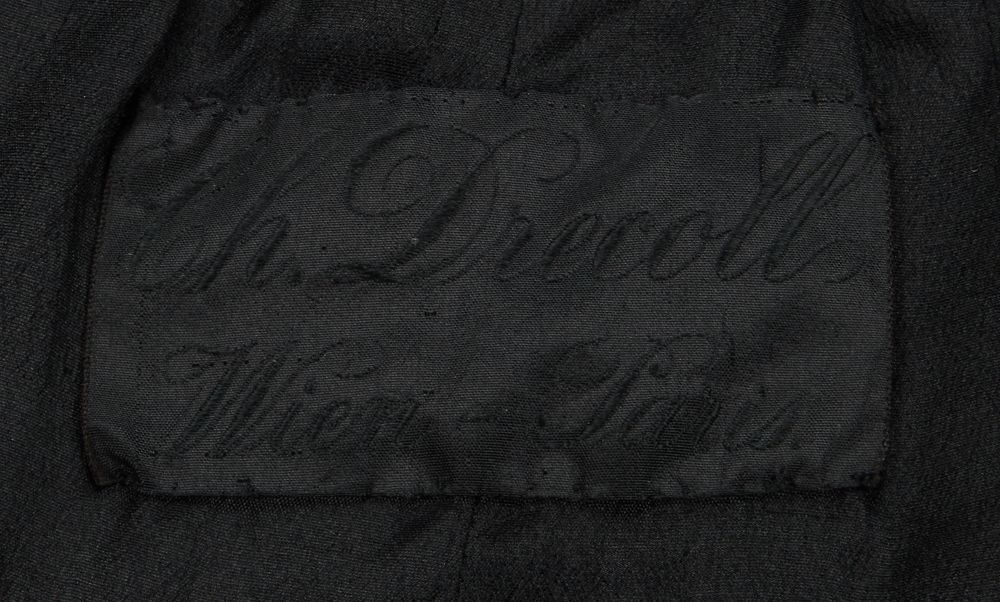  Ch. Drecoll Early 1920's Black Silk Chiffon Pleated Cape LABEL 6/6