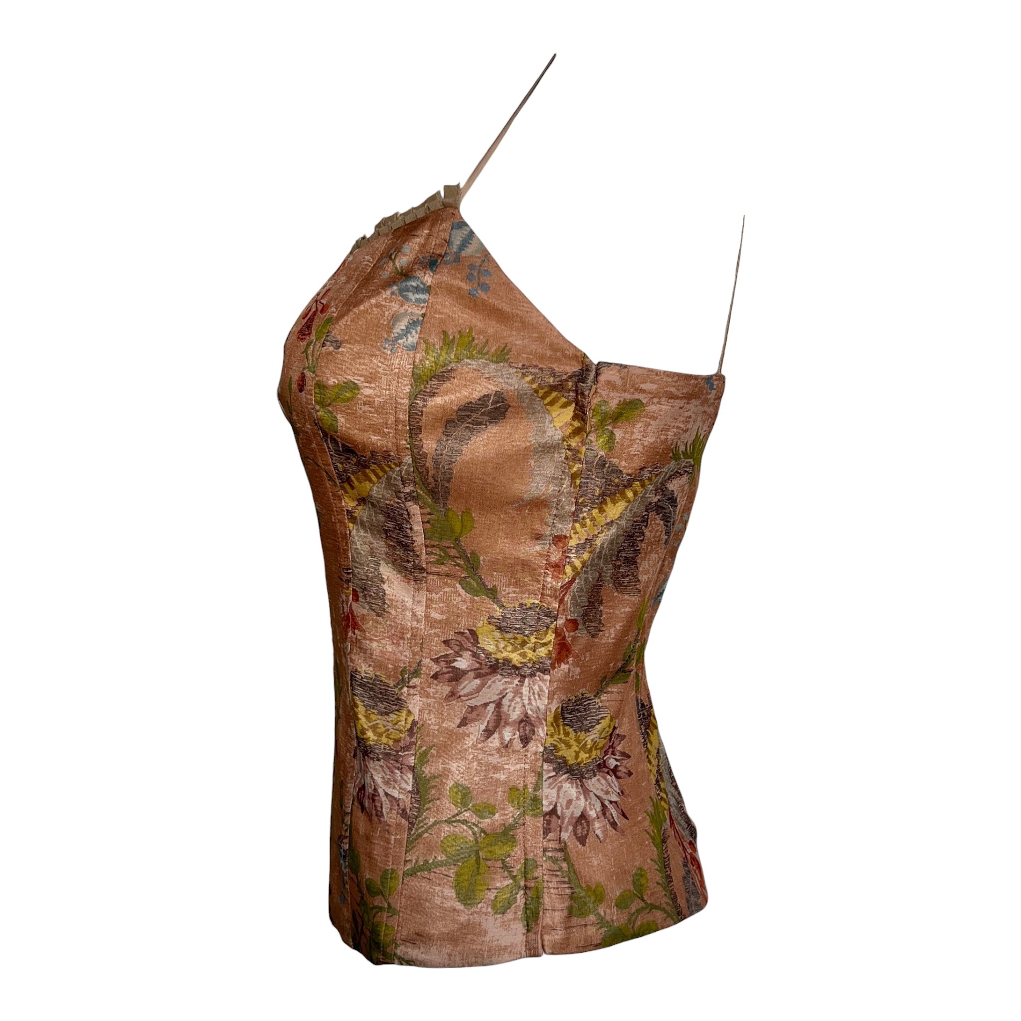 2010s Akris Floral Printed Silk Corset Top, side 2