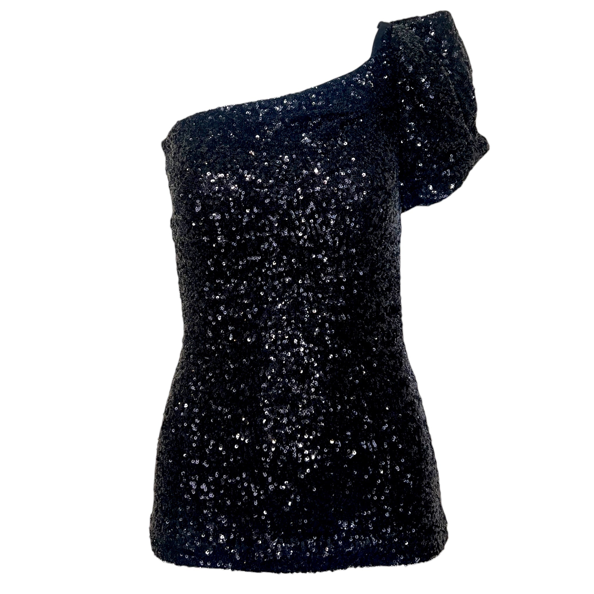 Isabel Marant 2020s Black Solid Sequined One Shoulder Blouse