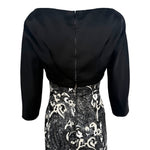 Guy Laroche Haute Couture 1960's Black and White Empire Waist Heavily Beaded Gown, back bodice