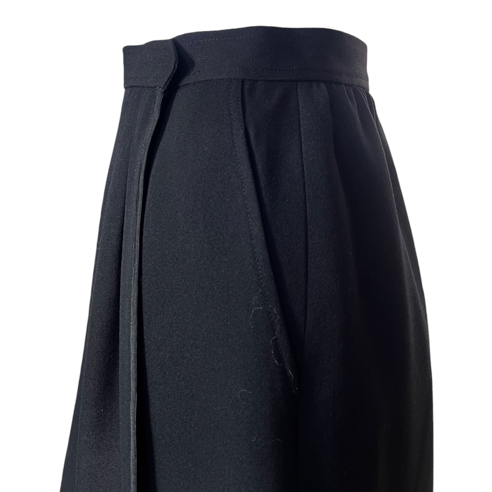Saint Laurent 1970's Black Wool Gabardine and Faille Skirt Suit ,waist area skirt