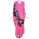 Emilio Pucci Pink Silk Jersey and Black Lace Caftan, front