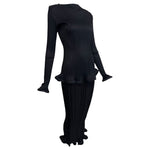 Y2K Issey Miyake Black Trumpet Hem Pleats Please Skirt Set, side