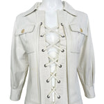 Yves Saint Laurent  1968 Saharienne Ivory Safari Mini Dress, Original and Rare, lace up detail