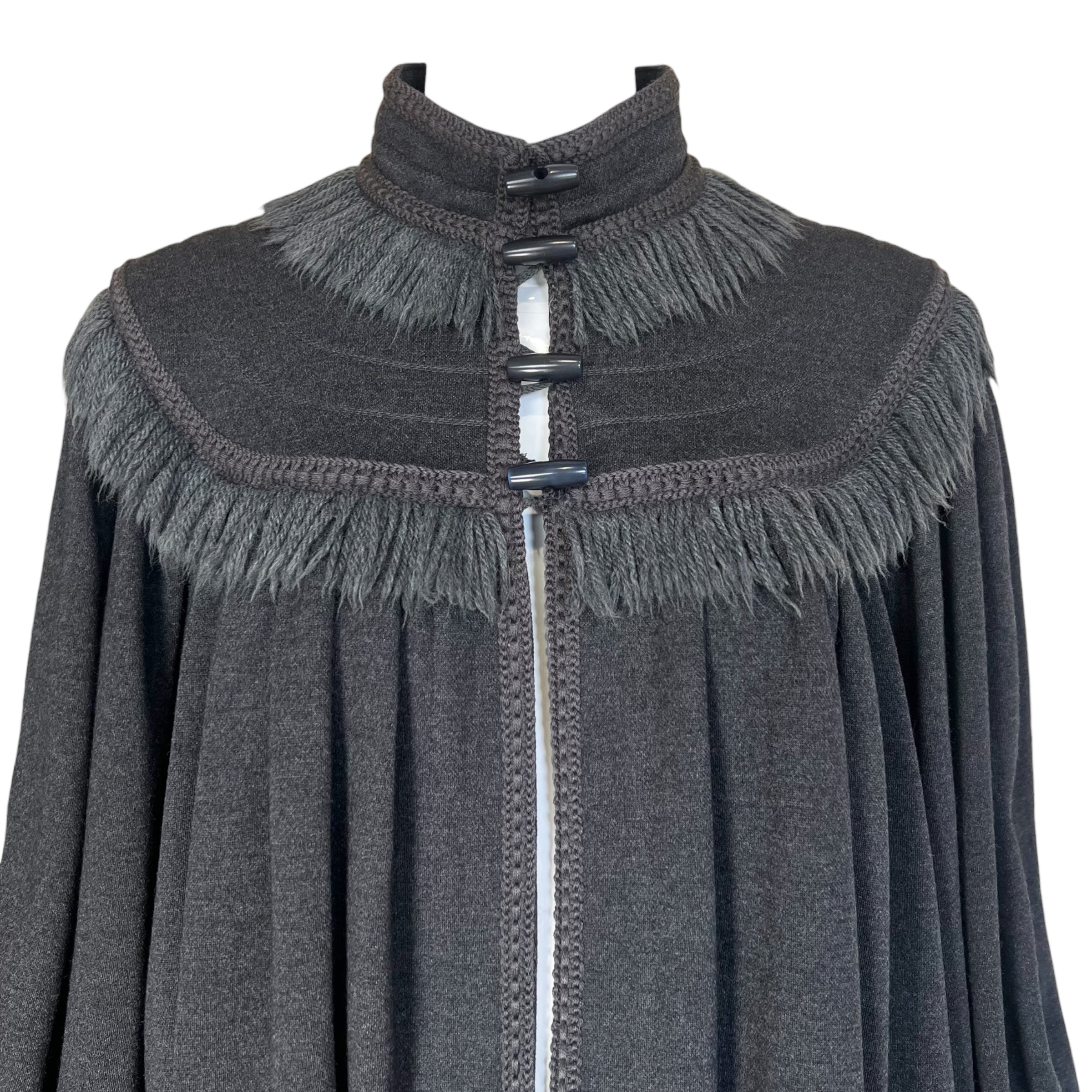 Yves Saint Laurent Rive Gauche F/W 1977 'Les Chinoises' Grey Wool Coat, neck area