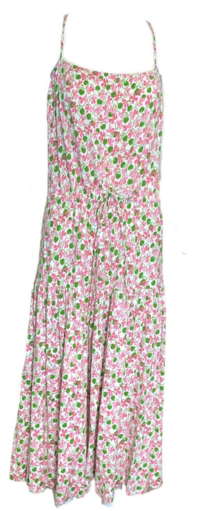 Diane von Furstenberg  Unlabeled 70s Pink Floral Cotton Summer Dress with Wrap FRONT 1 of 6