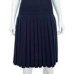 Pierre Balmain Haute Couture Early 1960's Navy Blue Wool Pleated Day Dress, pleated skirt