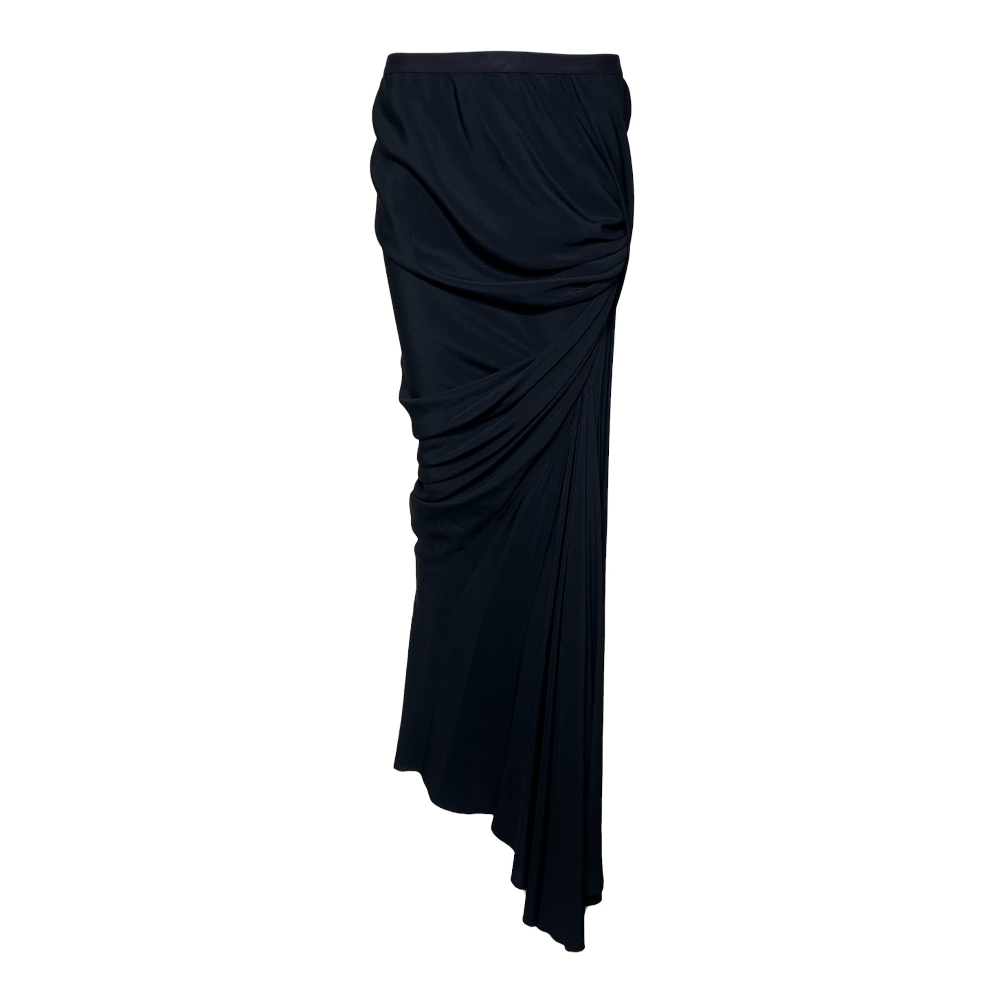Rick Owens S/S 2020 Tecuatl Collection Black Draped Maxi Skirt