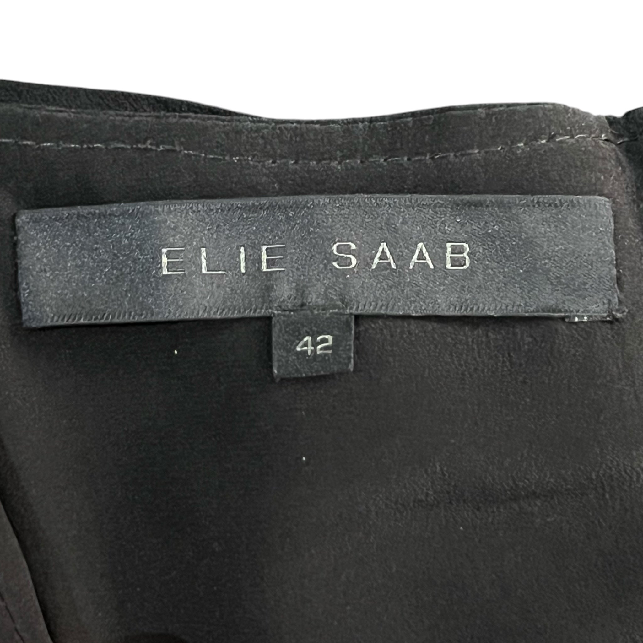 Elie Saab S/S 2010 Black Silk Gown with Gold and Silver Embellished Shoulders, Runway, label 2