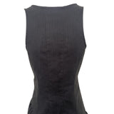 Y2K Black Pinstripe Asymmetrical Bubble Hem Midi Dress, back top