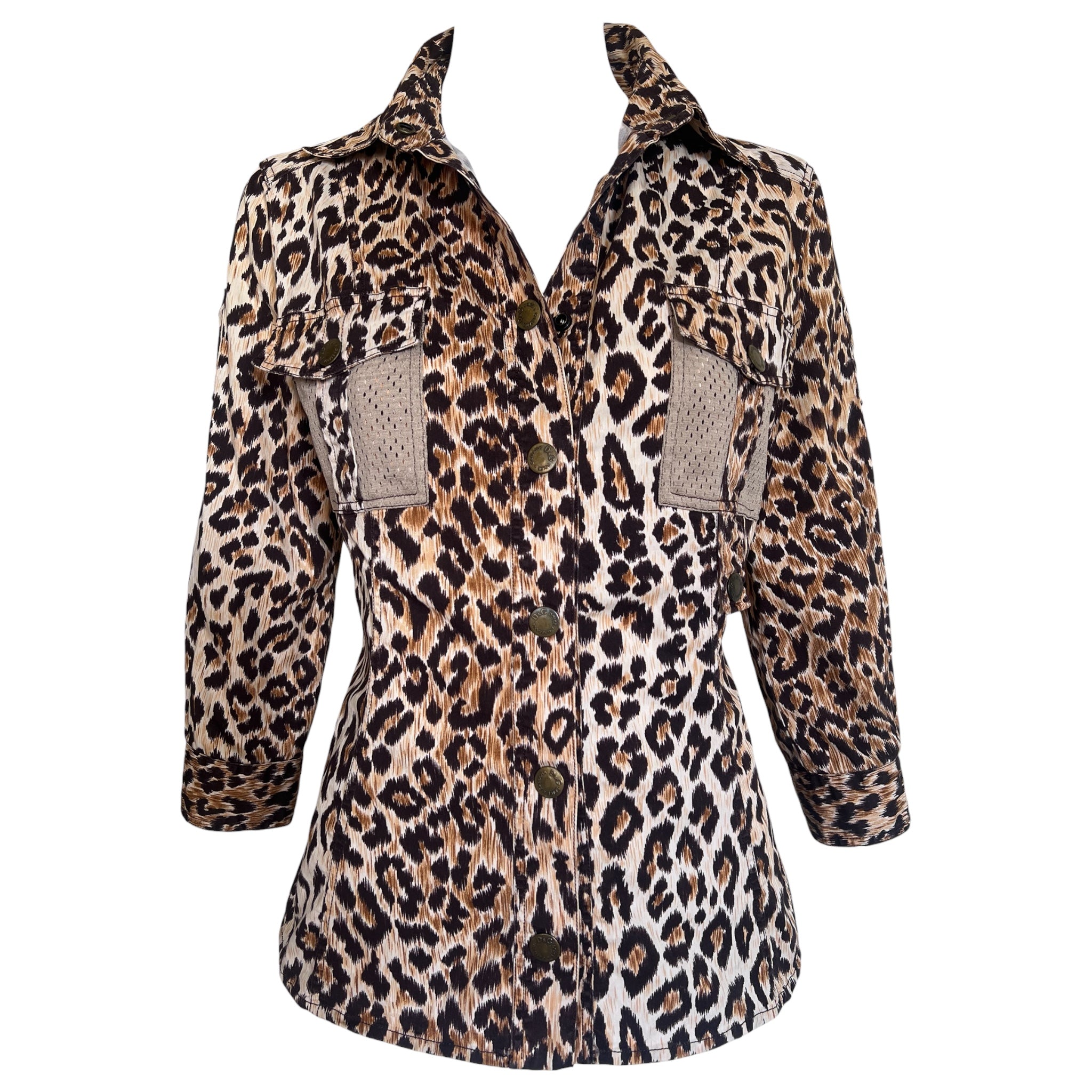 Dolce & Gabbana 1990's Leopard Print Button Up Top, open neck