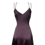 Zac Posen F/W 2005 Plum Silk Satin Tiered Gown w/Flounce, back top
