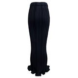 Y2K Issey Miyake Black Trumpet Hem Pleats Please Skirt Set, skirt back