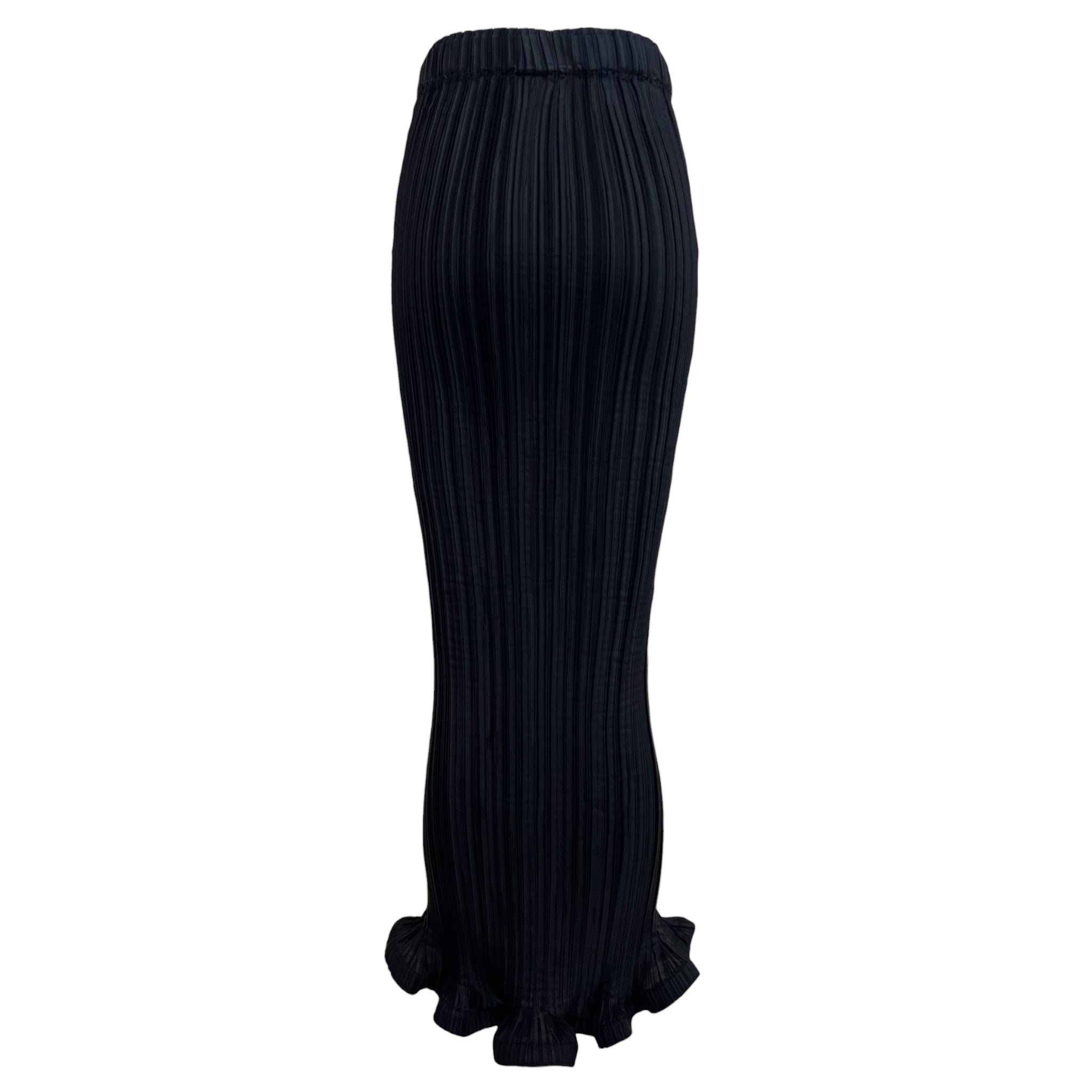 Y2K Issey Miyake Black Trumpet Hem Pleats Please Skirt Set, skirt back