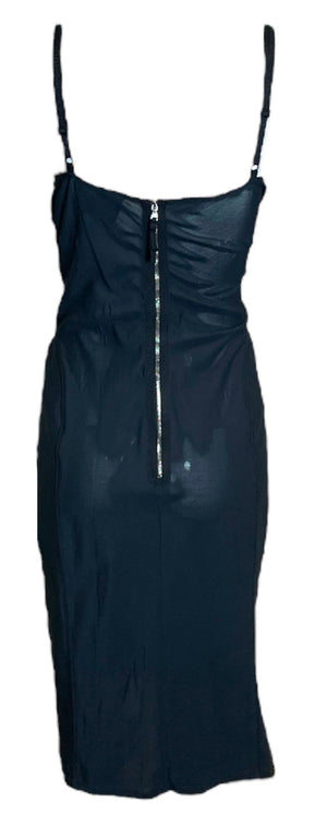 Dolce & Gabbana Y2K Black Mesh Lingerie Dress with Built In Bra, back