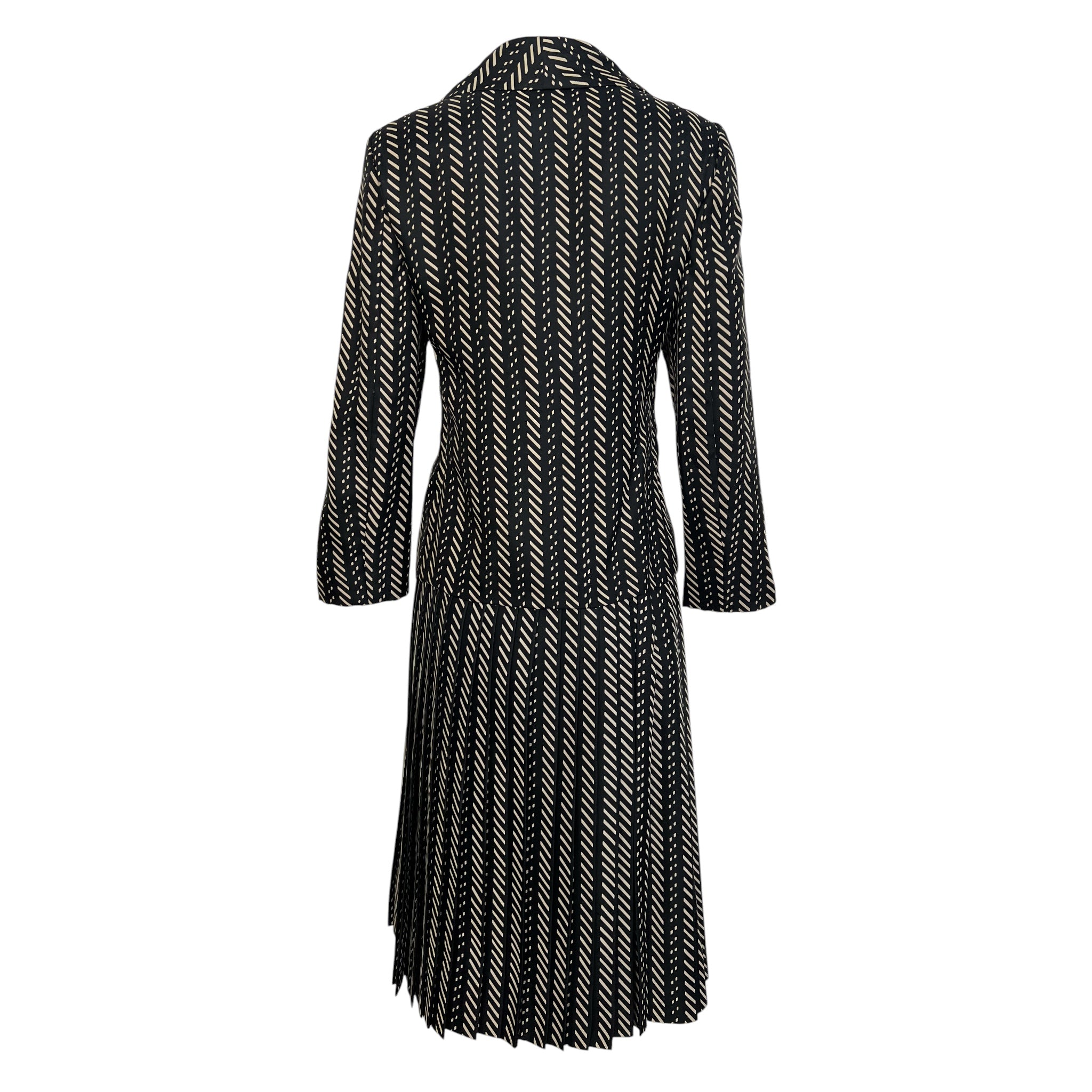 Galanos S/S 1973 Couture Deco Printed Silk Twill Skirt Suit, back