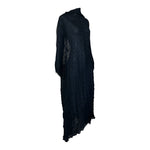 Issey Miyake 90's/Y2K  Black Sheer Herringbone Diagonal Pleated Tunic Dress, slight side 2