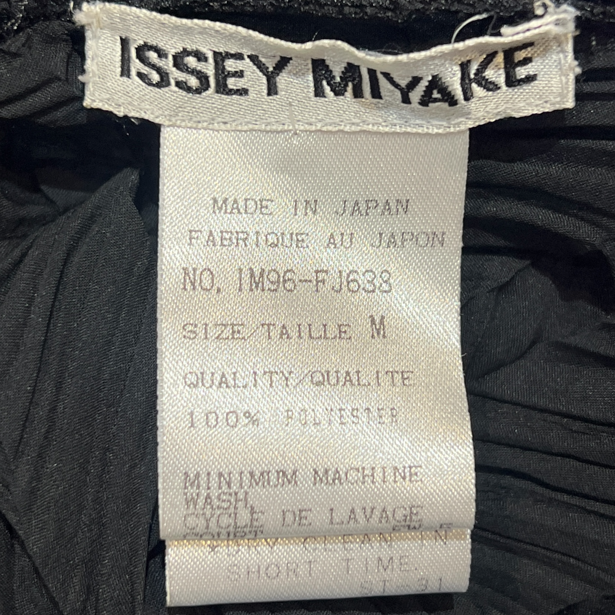 Issey Miyake 90's/Y2K  Black Sheer Herringbone Diagonal Pleated Tunic Dress, label