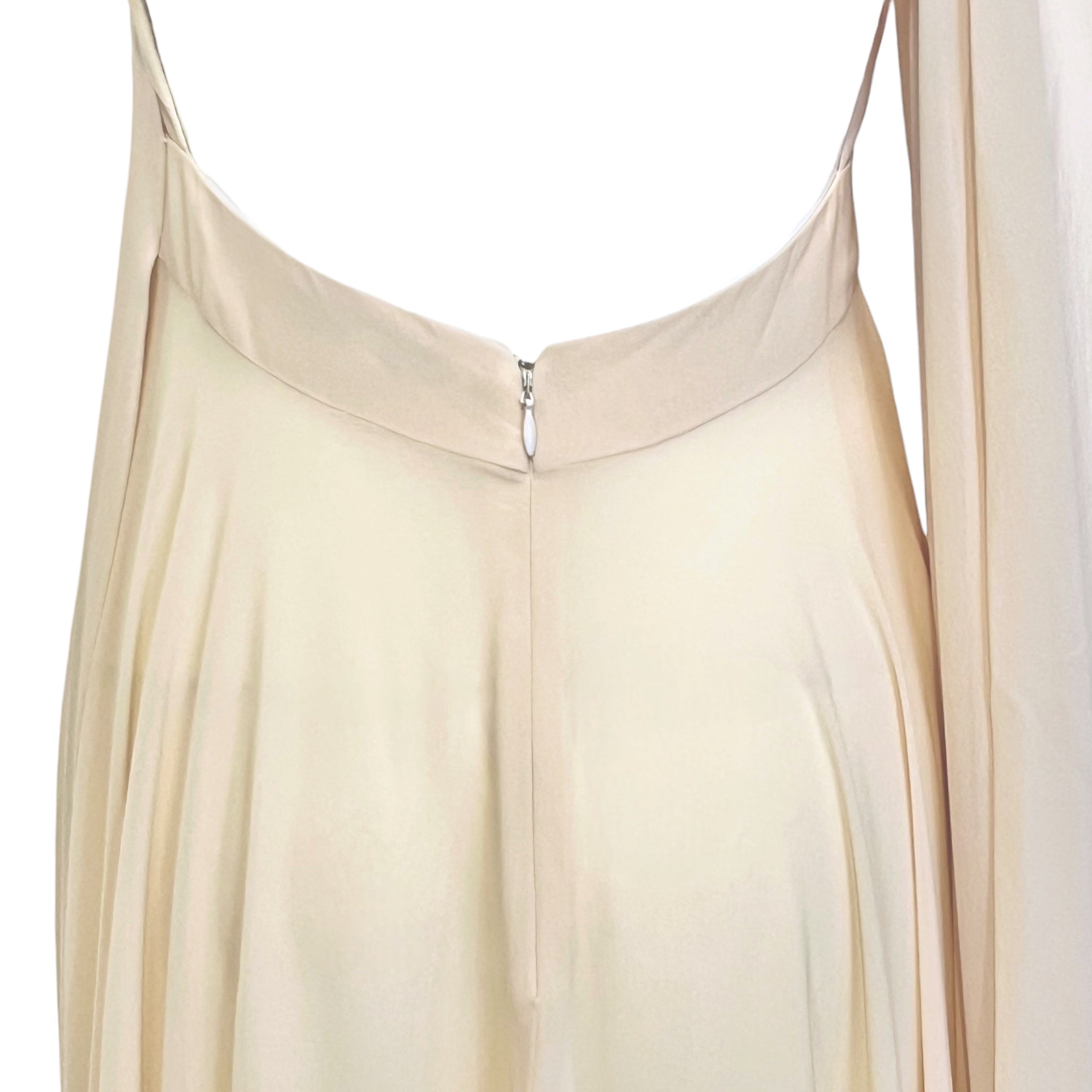 Vionnet 2010's Champagne Silk Crepe Bias Halter Gown with Partial Cape, zipper