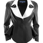  Thierry Mugler F/W 1992 Archival Black Skirt Suit with White Satin Notched Lapels JACKET FRONT 4/10