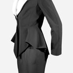  Thierry Mugler F/W 1992 Archival Black Skirt Suit with White Satin Notched Lapels SIDE 2/10