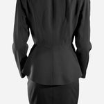  Thierry Mugler F/W 1992 Archival Black Skirt Suit with White Satin Notched Lapels BACK 3/10