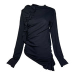 Comme des Garcons F/W 2002 Black Wool Jersey Frill Top