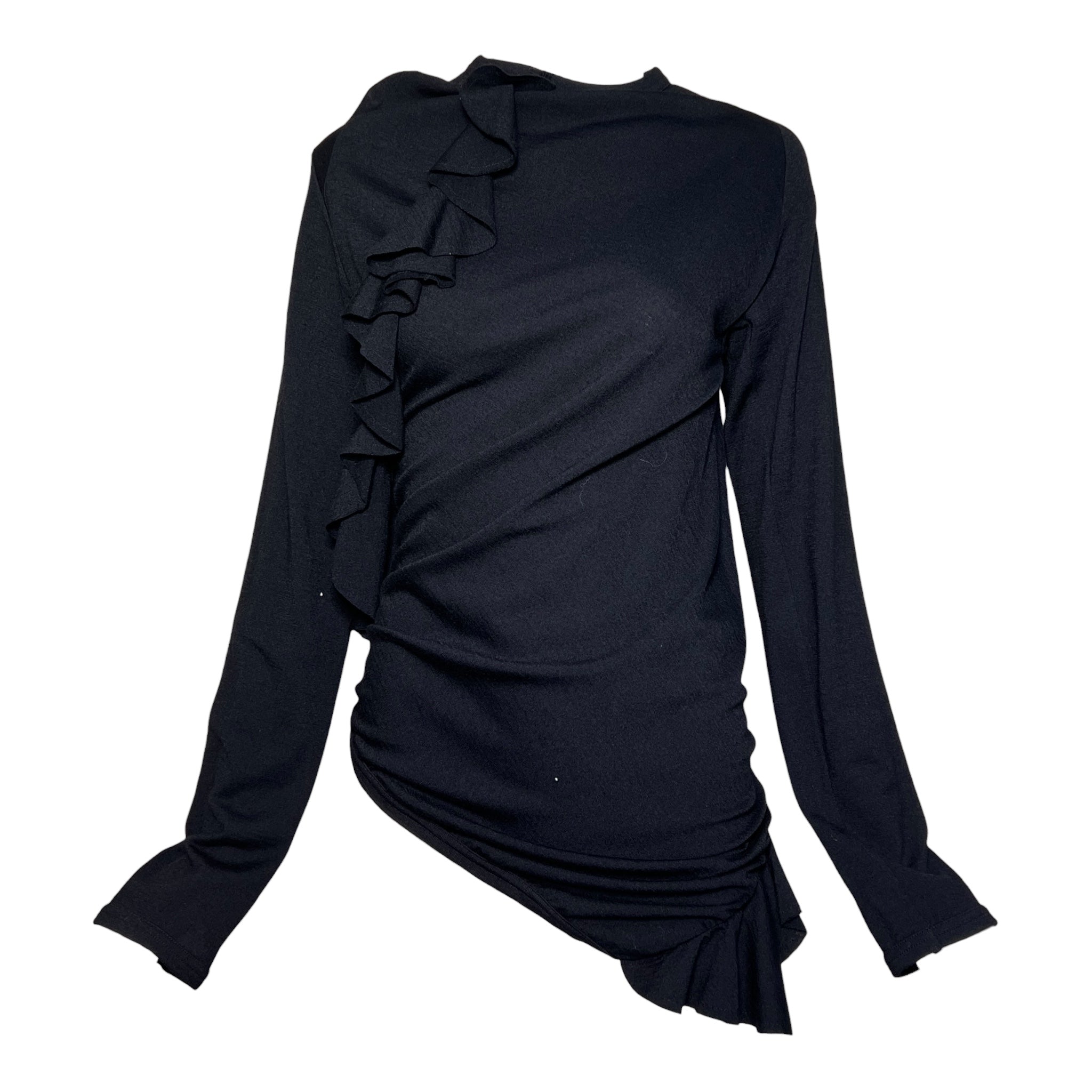 Comme des Garcons F/W 2002 Black Wool Jersey Frill Top