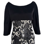 Guy Laroche Haute Couture 1960's Black and White Empire Waist Heavily Beaded Gown, bodice