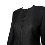 Gianni Versace Couture Late 90s/Y2K Black Zip-Front Silk Jacket, top detail