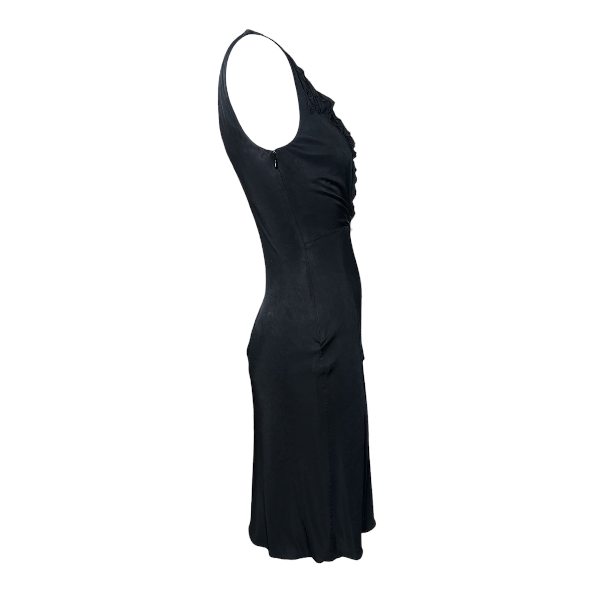 Versace S/S 2004 Charcoal Black Ruffled Jersey Mini Dress, side 2