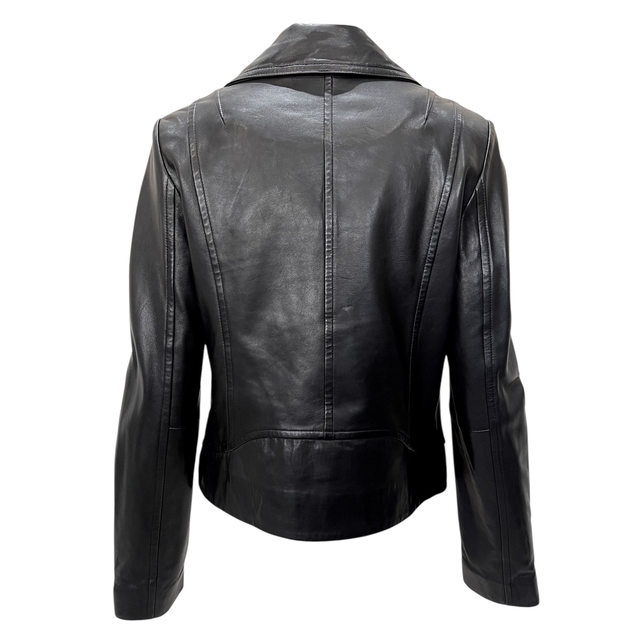 Rag & Bone Black Lambskin Leather Moto Jacket, back