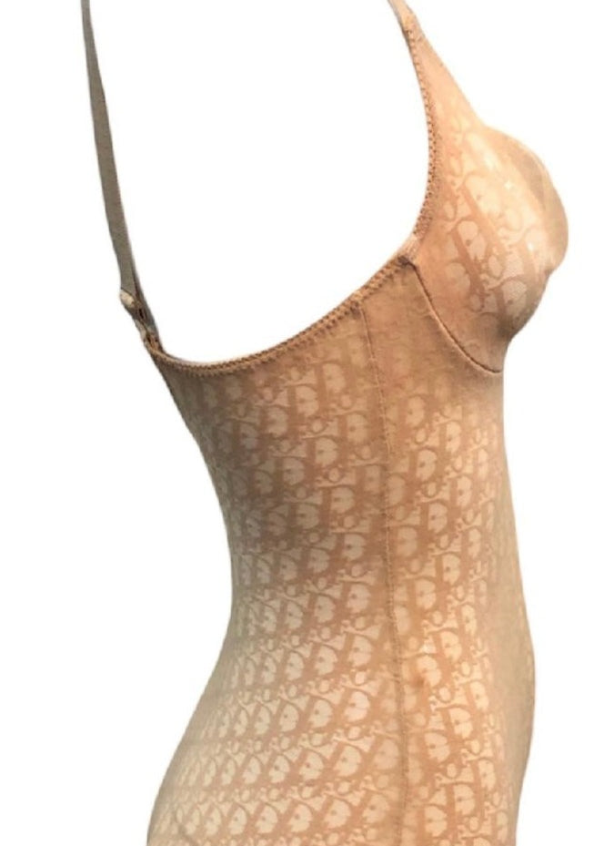 Dior Y2K Lingerie Nude Mesh Logo Underwire Bodysuit New/Old SIDE 2 of 5