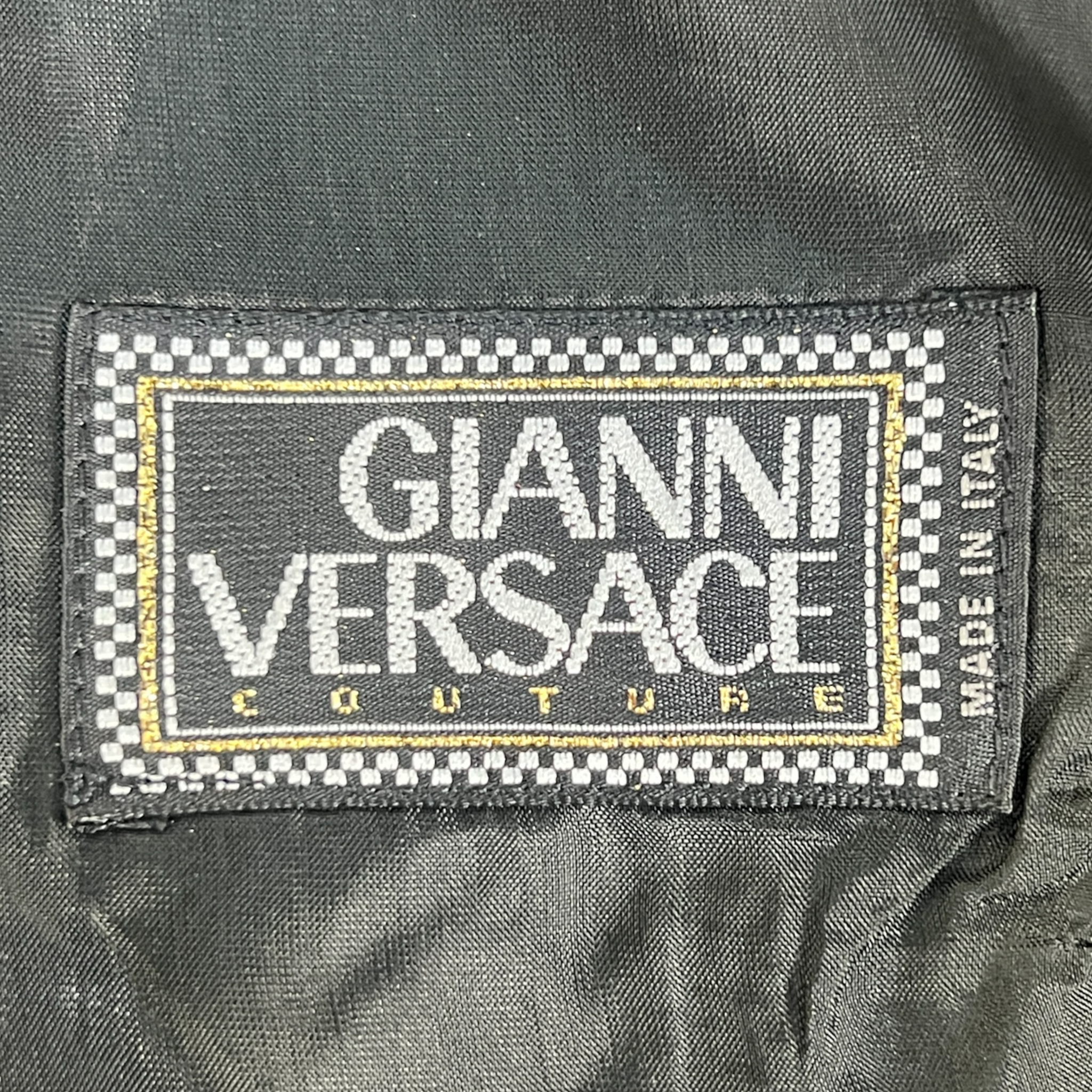 Gianni Versace Couture Late 90s/Y2K Black Zip-Front Silk Jacket, label