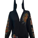 The Great China Wall Black Cashmere Hoodie wit Tattoo Graphics FRONT 1 of 4