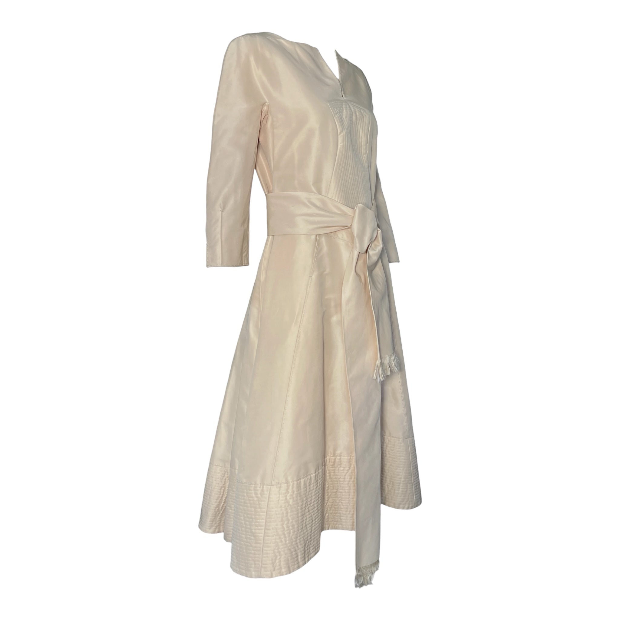 Chado Ralph Rucci S/S 2009 Champagne Silk Trapunto Dress, slight side