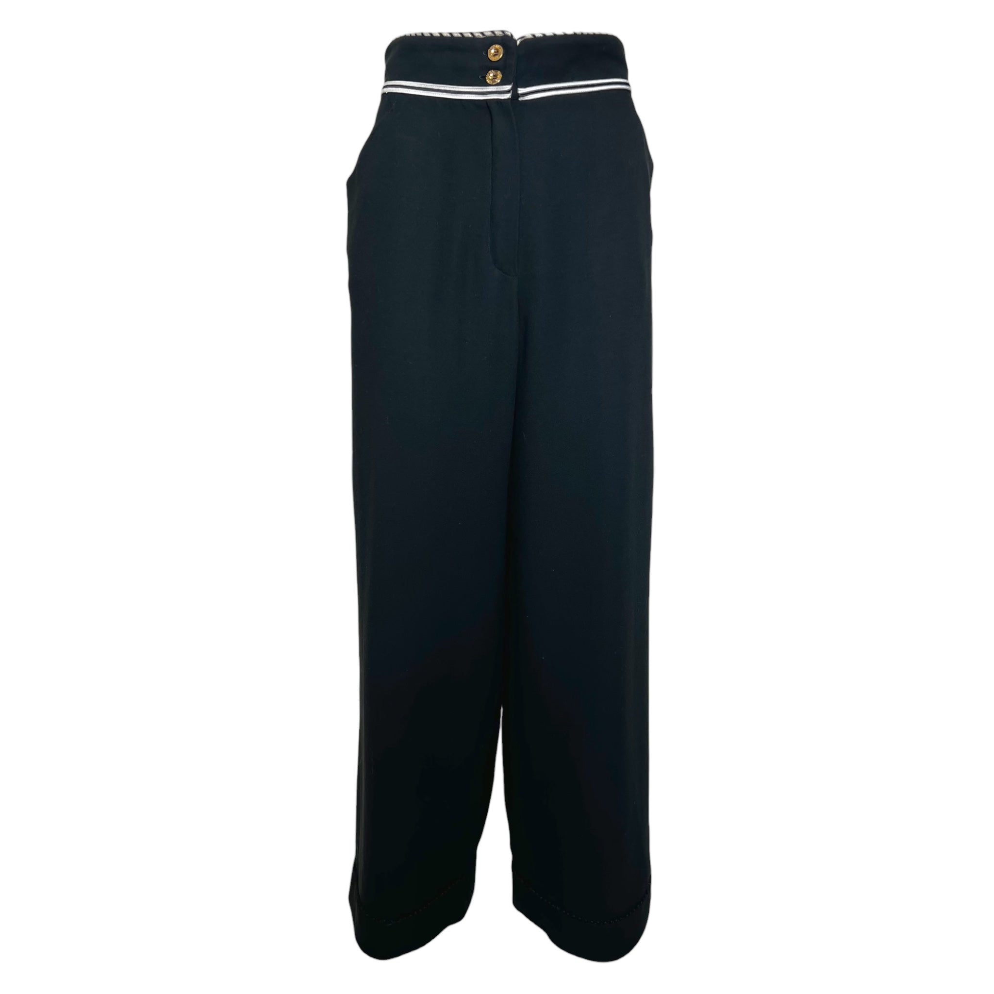 Chanel S/S 1991 Black Sailor Pants with Striped Piping