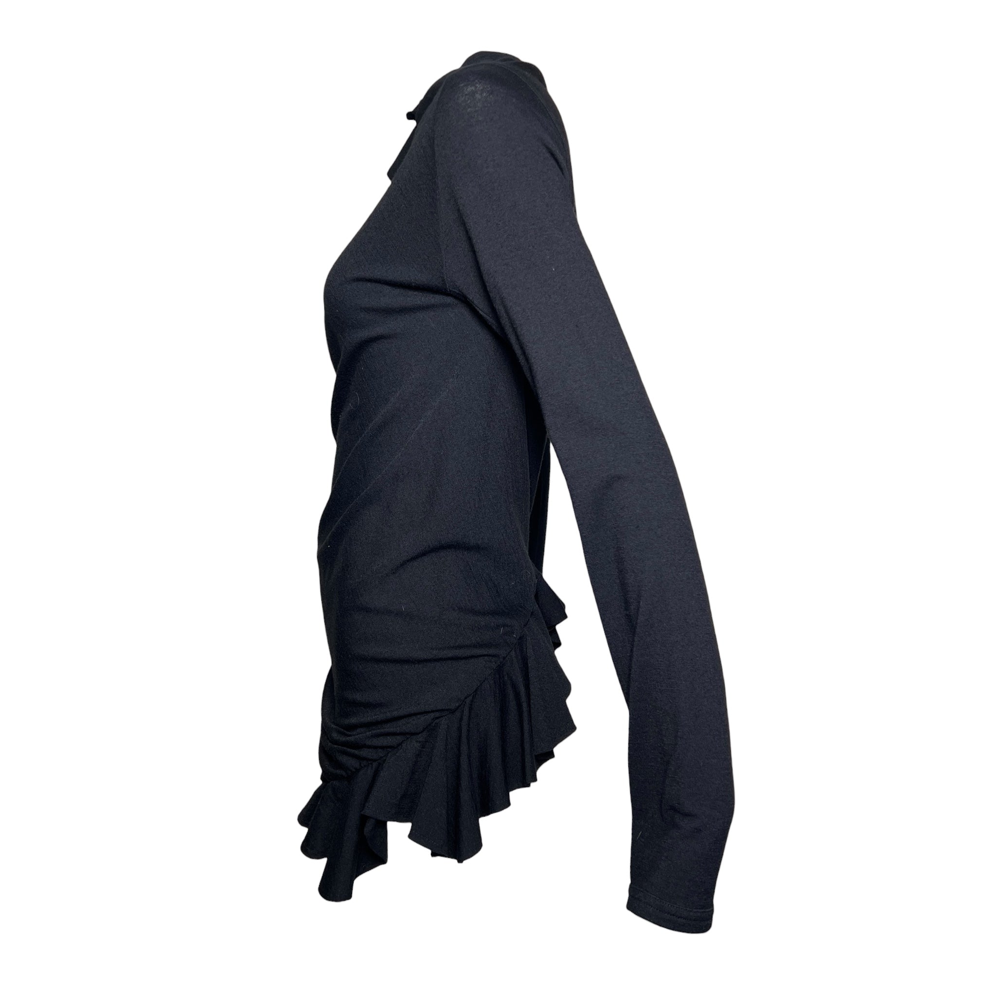 Comme des Garcons F/W 2002 Black Wool Jersey Frill Top, side 2