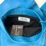 Prada 2020s Blue Lambskin Leather Elbow Length Gloves, labels