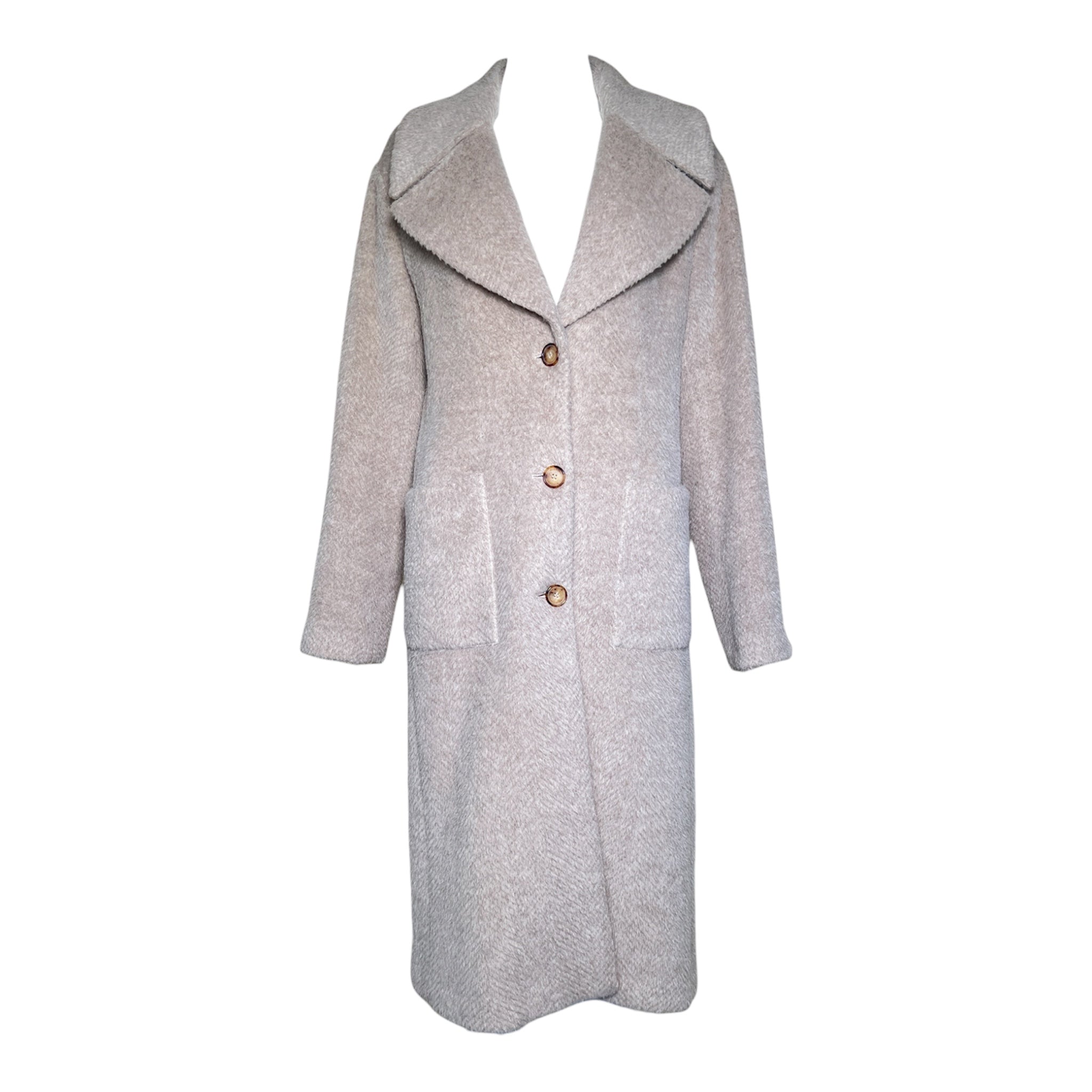Missoni 2025 Herringbone Beige Alpaca Blend Coat