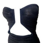 Rick Owens S/S 2022 Black Jersey Prong StraplessTop, top detail