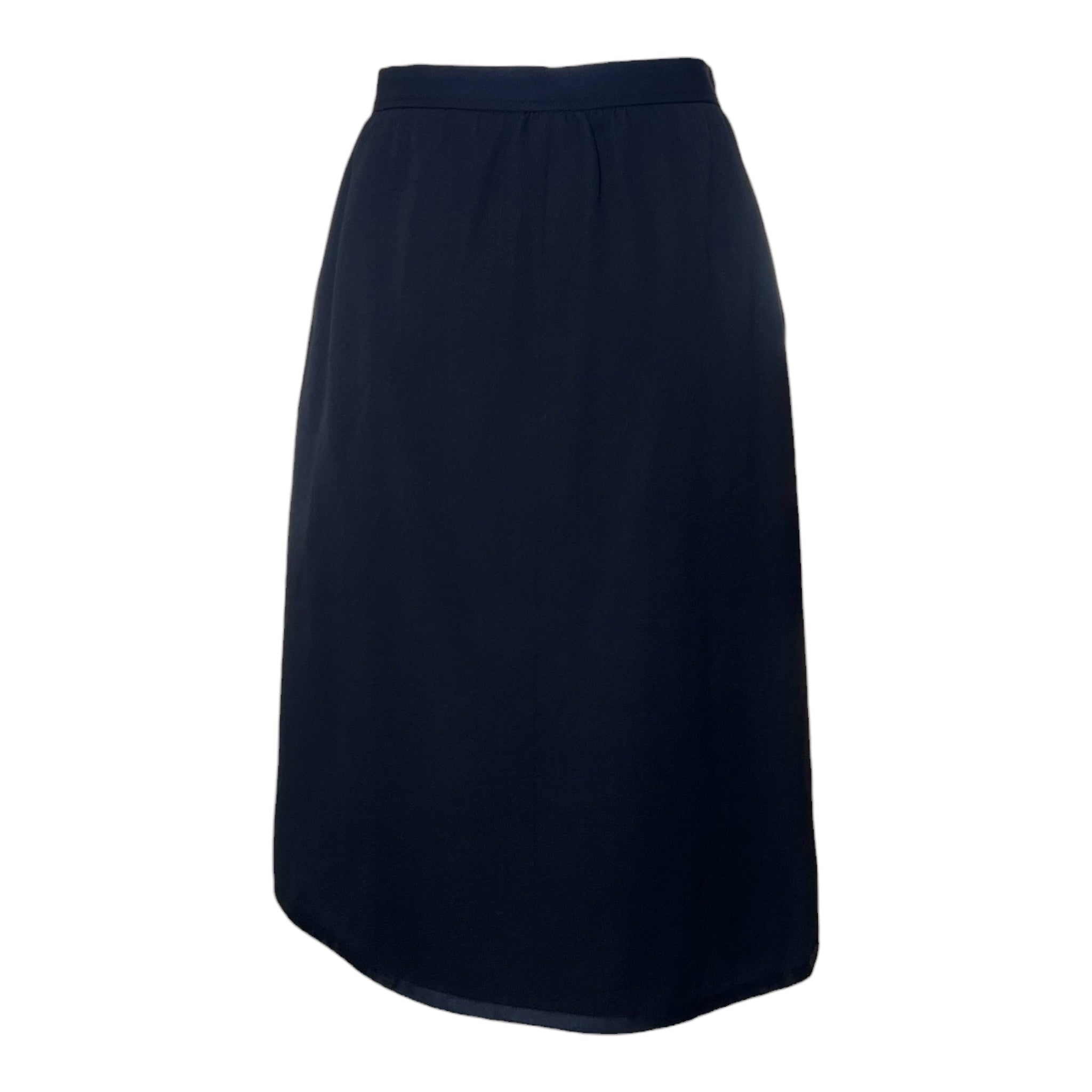 Saint Laurent 1970's Black Wool Gabardine and Faille Skirt Suit, skirt