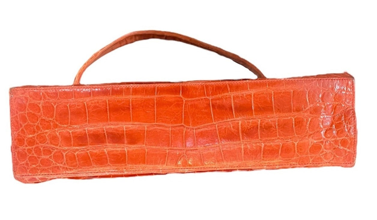 Lucille de Paris 50s Orange Alligator Handbag BOTTOM 3 of 5