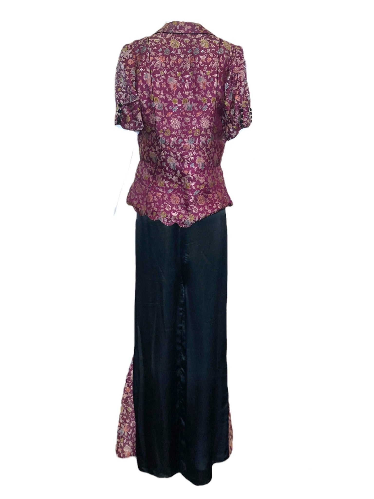 30s Chinese Inspired Purple and Black Lounging Pajamas BACK 3 of 7