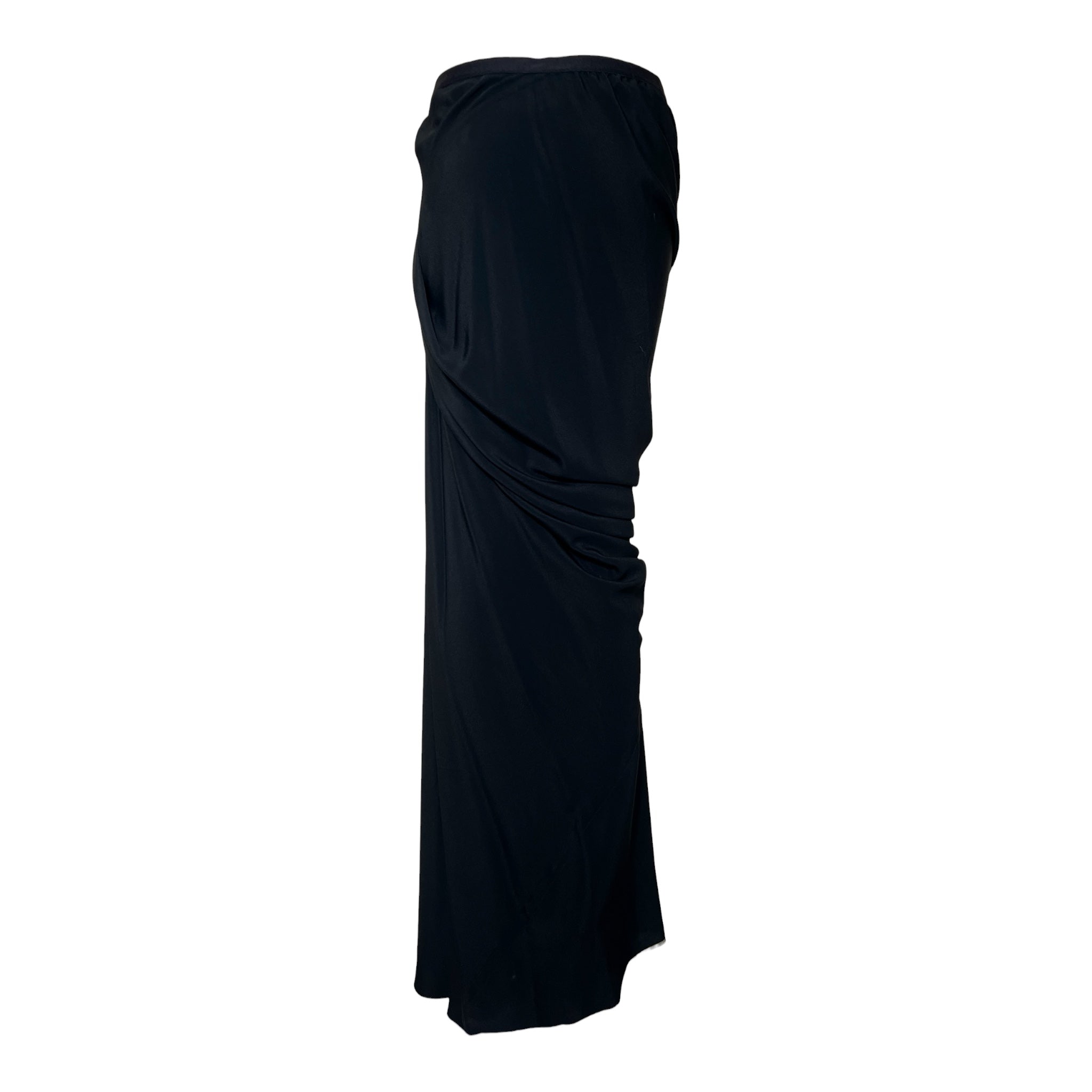 Rick Owens S/S 2020 Tecuatl Collection Black Draped Maxi Skirt, back