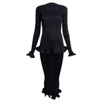 Y2K Issey Miyake Black Trumpet Hem Pleats Please Skirt Set