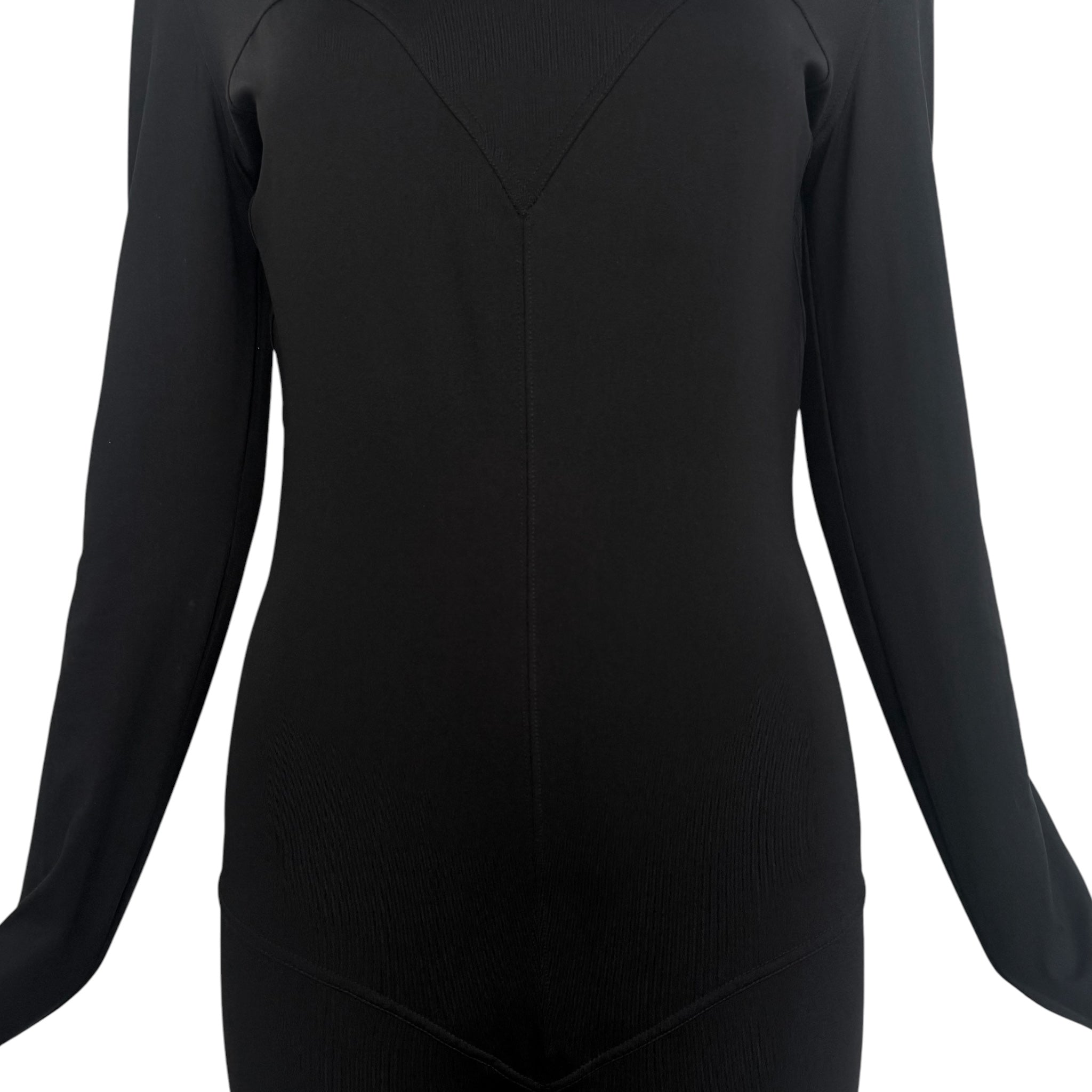 Thierry Mugler ACT IV 1990's Black Full Body Mock Neck Cat Suit, waist