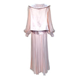 Galanos Early 1980's Pink Silk Three Piece Skirt Suit Evening Ensemble, back