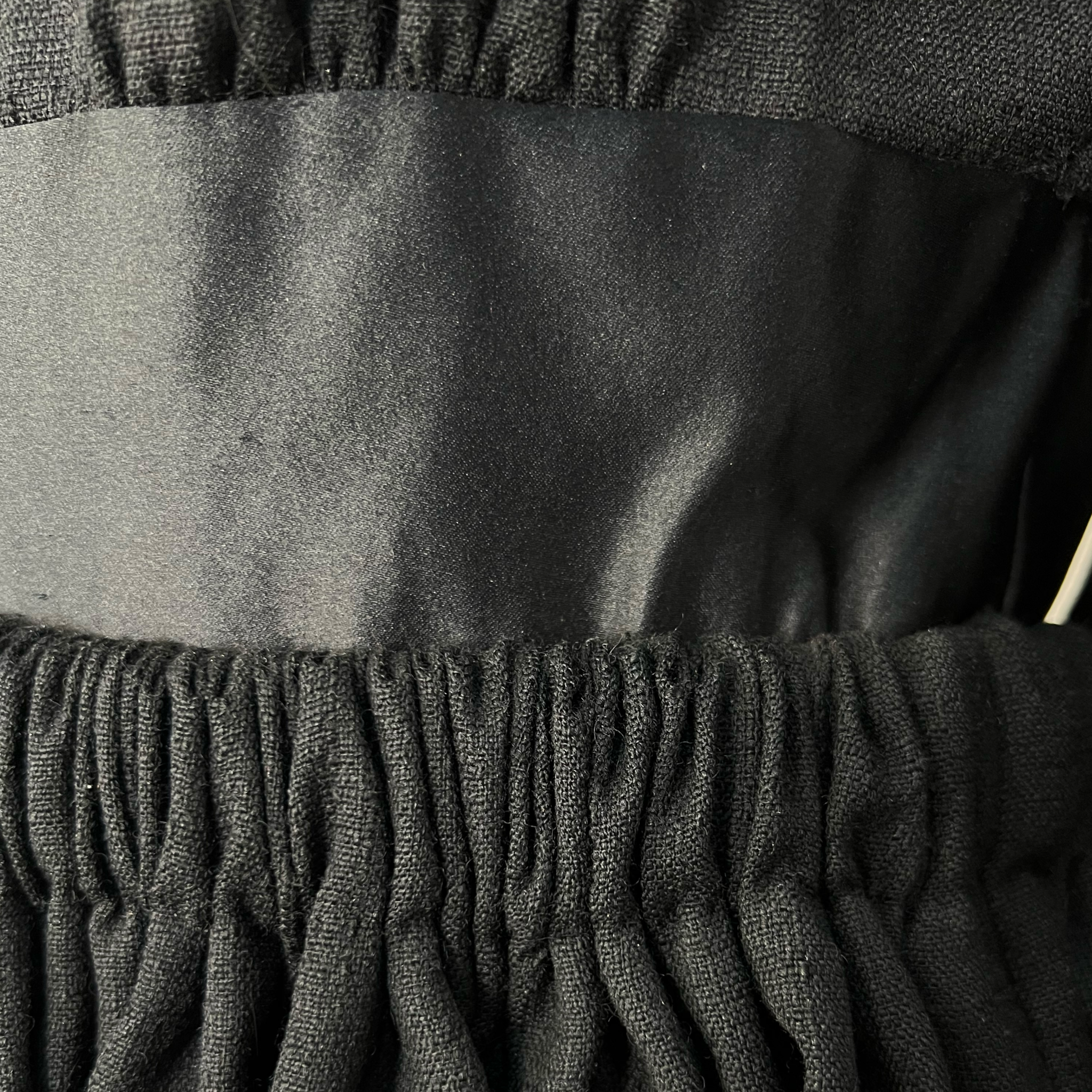 Galanos 1950's Black Raw Silk Fit and Flare Sleeved Day Dress, WAIST CLOSE UP